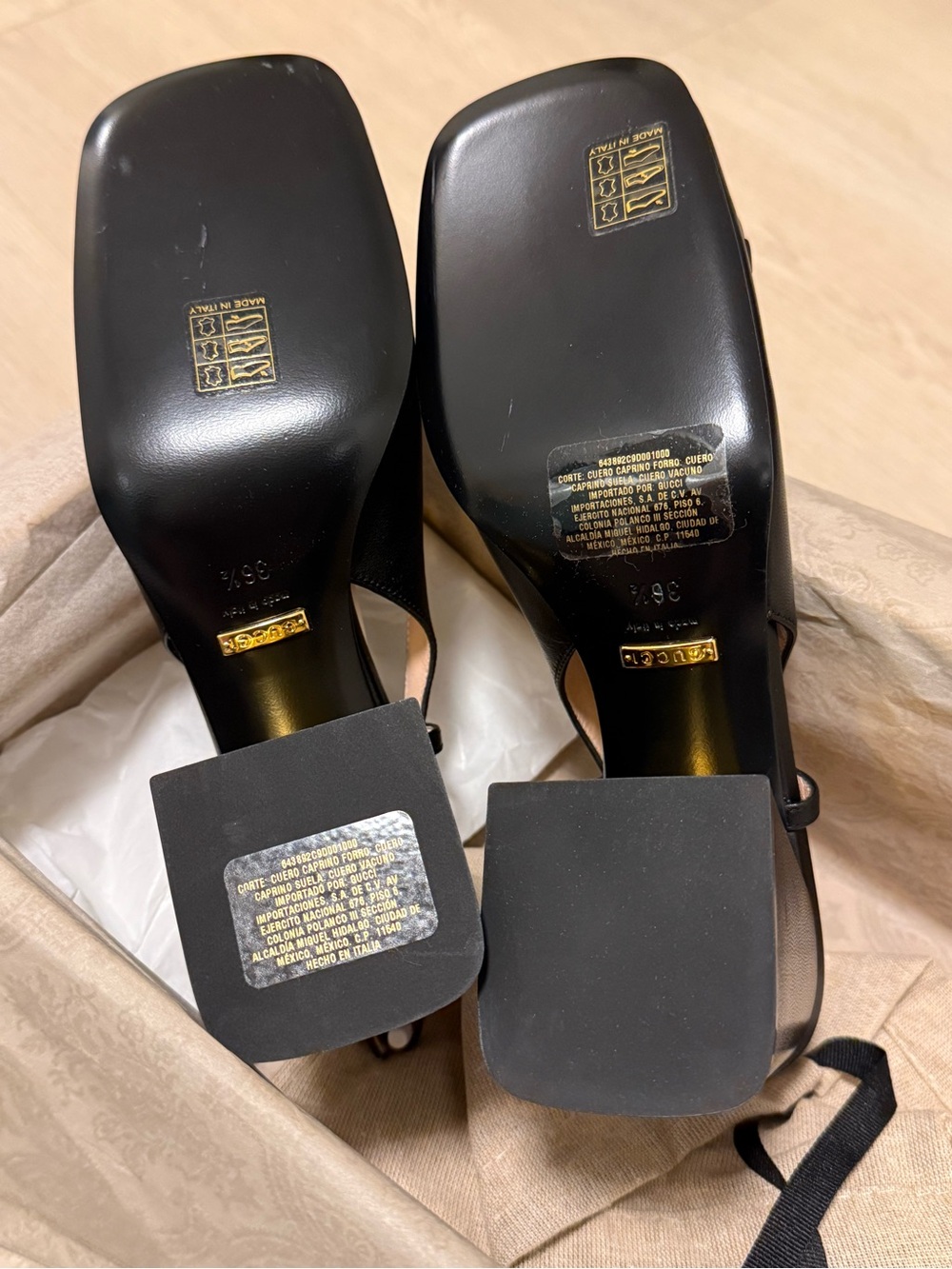 Brand new Gucci Black Horsebit Slingback with Gold Hardware - Picture 3 of 3